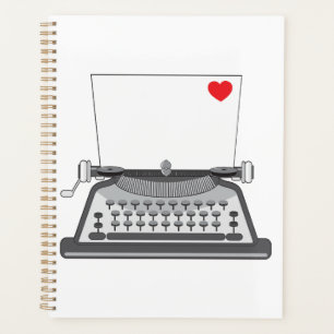 Agenda Carta de Amor de Máquina de Escrever Antiga