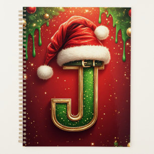 Agenda Carta de Papai Noel J Com Coroa de Natal de Folhas