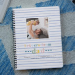 Agenda Cartas de Pai | Primeiro Dia do Pai Personalizado<br><div class="desc">Celebre um pai pela primeira vez com este caderno de keepsasasasaings sentimental feito para o Dia do Pai 2025. Esta revista espiral de pinstripe azul suave apresenta um título colorido de arco-íris doce que lê Letras do Pai, com espaço para adicionar uma foto personalizada na área de enquadramento branco. Abaixo...</div>