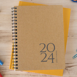 Agenda Cartonagem Castanho Natural Semanalmente