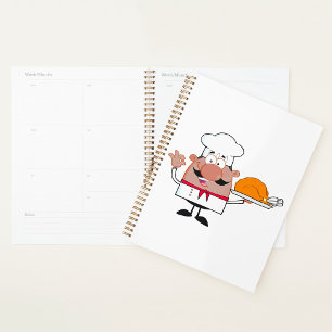 Agenda Cartoon Chef Holding Roast Turkey