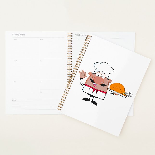 Agenda Cartoon Chef Holding Roast Turkey (Criador carregado)
