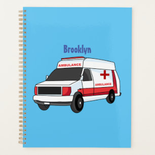 Agenda Cartoon de ambulância vermelha