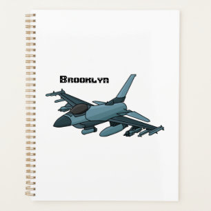 Agenda Cartoon de avião de combate militar