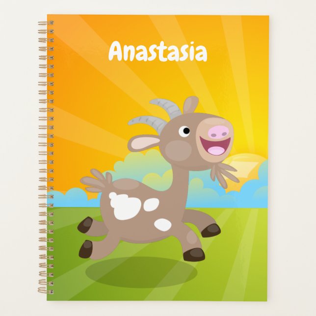 Agenda Cartoon de cabra feliz e bonito (Frente)