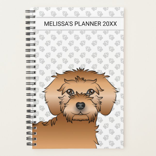 Agenda Cartoon de Cachorro Mini Goldendoodle Dourado Apri (Frente)
