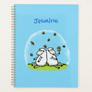 Agenda Cartoon de carneiros e borboletas bonitos
