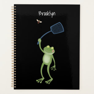 Agenda Cartoon de mosca verde-sapo engraçado 