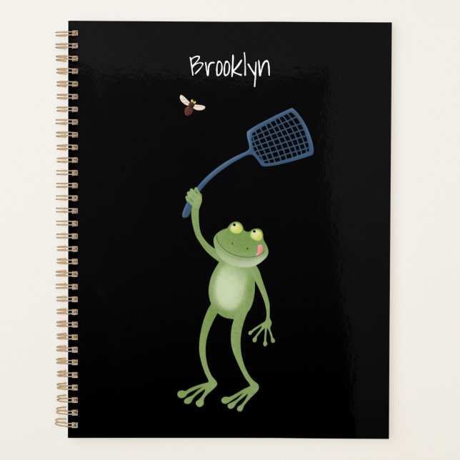 Agenda Cartoon de mosca verde-sapo engraçado (Frente)