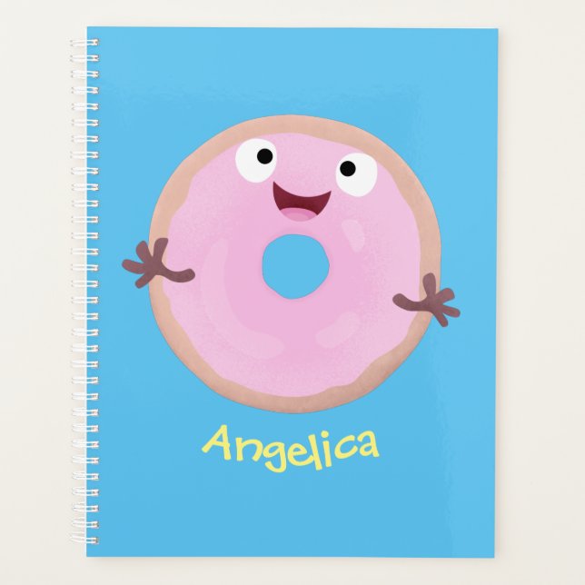 Agenda Cartoon de rosquinha rosa-claro e bonito (Frente)