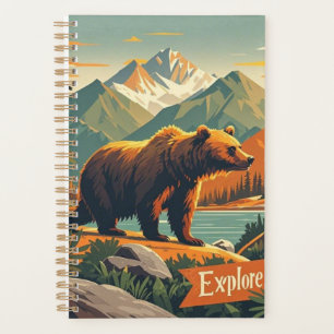 Agenda Cartoon de urso retrô e Poster da serra