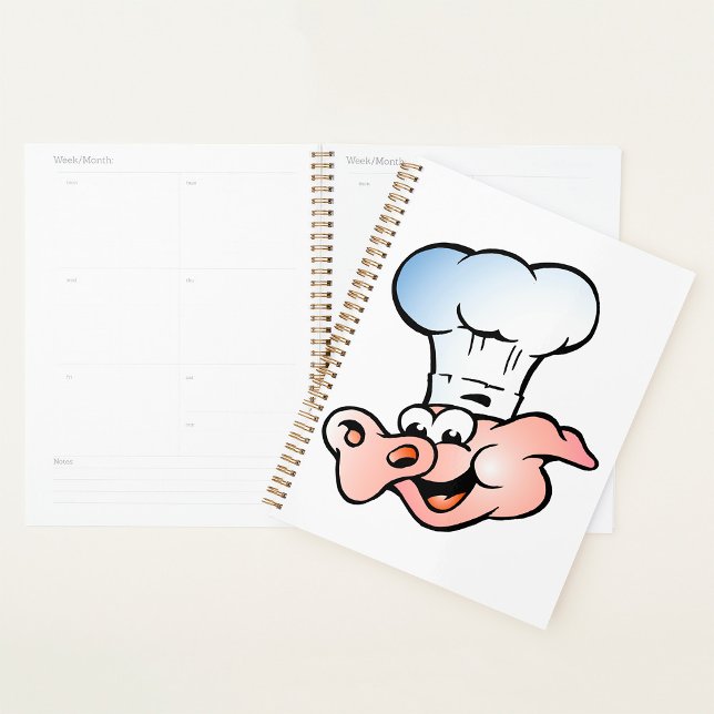 Agenda Cartoon Engraçado Chef de Porco com Chapéu (Criador carregado)