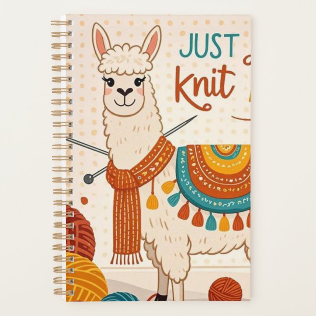 Agenda Cartoon llama vestindo um cachecol de tricô (Frente)
