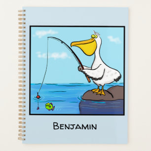 Agenda Cartoon pelicano de pesca engraçado