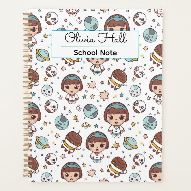 Agenda Cartoon Space Back to School Supplies Teachers  (Frente)
