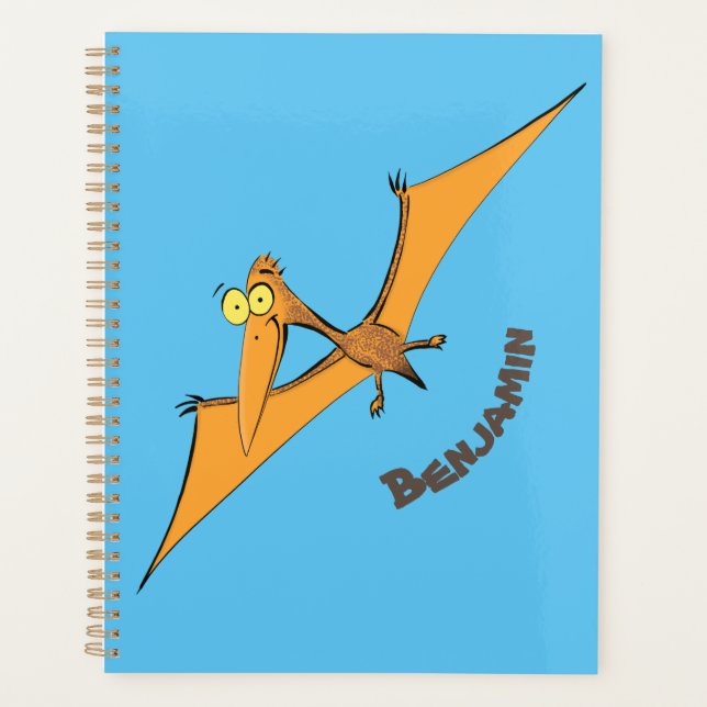 Agenda Cartoon voador de pterodátilo, cor de laranja giro (Frente)