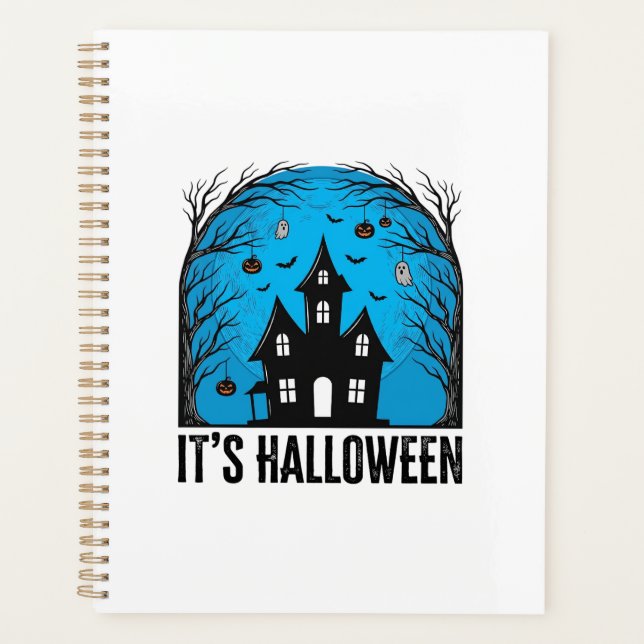 Agenda Casa Assombrada de Halloween Lua Xilogravura Vinta (Frente)