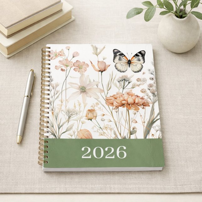 Agenda Casa de Campo Floral Borboleta Personalizada (Criador carregado)