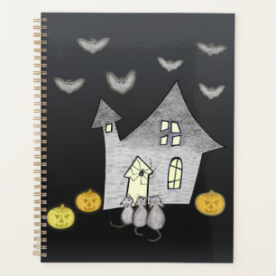 Agenda Casa De Halloween, Gatos Pretos, Morcegos
