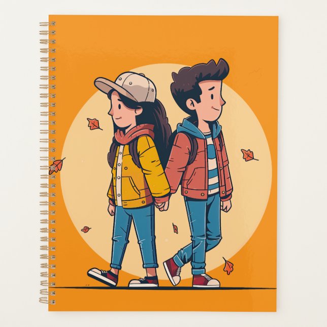 Agenda Casal com as mãos caminhando juntas no outono (Frente)