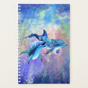 Agenda Casal De Golfinho - Adicione Seu Texto / Nome -