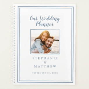 Agenda Casamento Azul Dusty Com Foto De Casal Personaliza