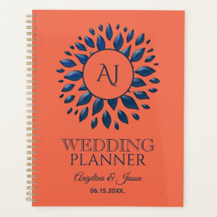 Agenda Casamento Azul Marinho e Coral