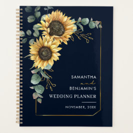 Agenda Casamento Botânico de Girassol Floral Eucalipto
