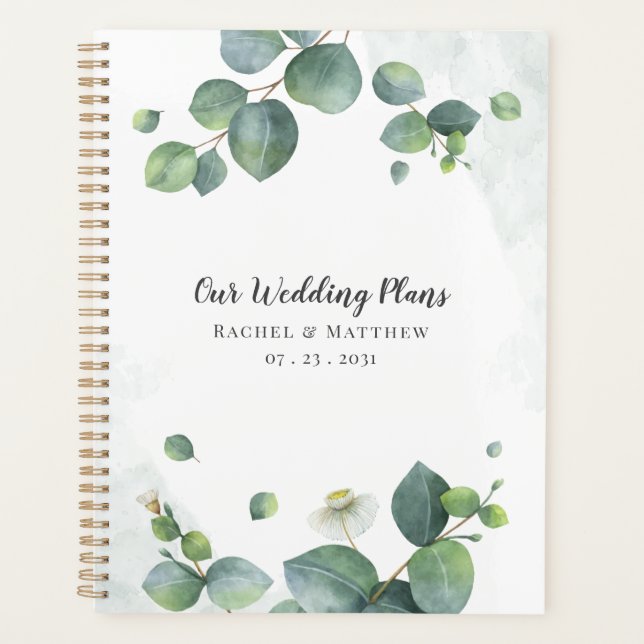 Agenda Casamento Botânico Eucalyptus Greenery (Frente)