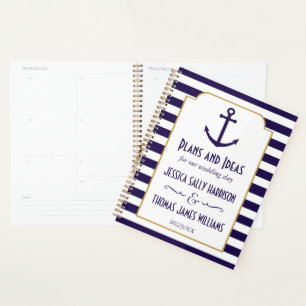 Agenda Casamento com Âncora Marinho e Stripe Branca