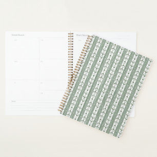 Agenda Casamento com Impressão Botânica Verde e Branco
