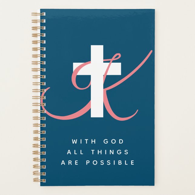 Agenda Casamento cristão com cruz religiosa personalizada (Frente)