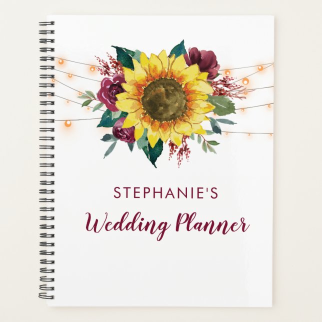 Agenda Casamento das Luzes Florais de Sunflower (Frente)