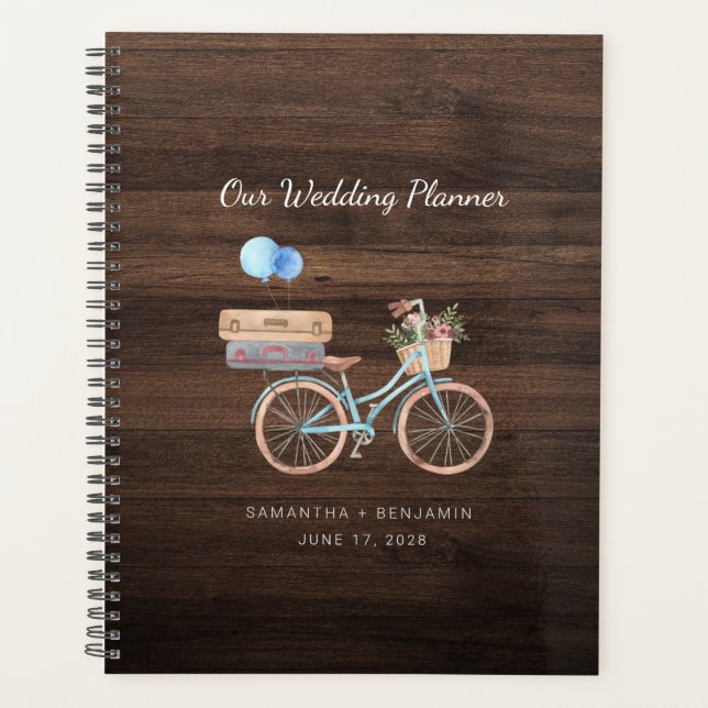 Agenda Casamento de Bike da Madeira rustica Elegante (Frente)