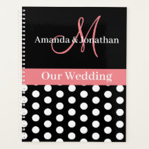 Casamento de Bolinhas de Script Rosa-Branco-Preto