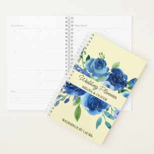 Agenda Casamento de Cliente Floral Moderno marinho Azul