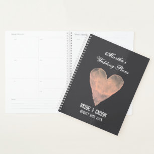 Agenda Casamento de coração de aquarela rústica corais pe