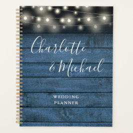 Agenda Casamento De Cordas Luzes Russas De Madeira Azul