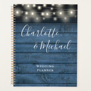 Agenda Casamento De Cordas Luzes Russas De Madeira Azul