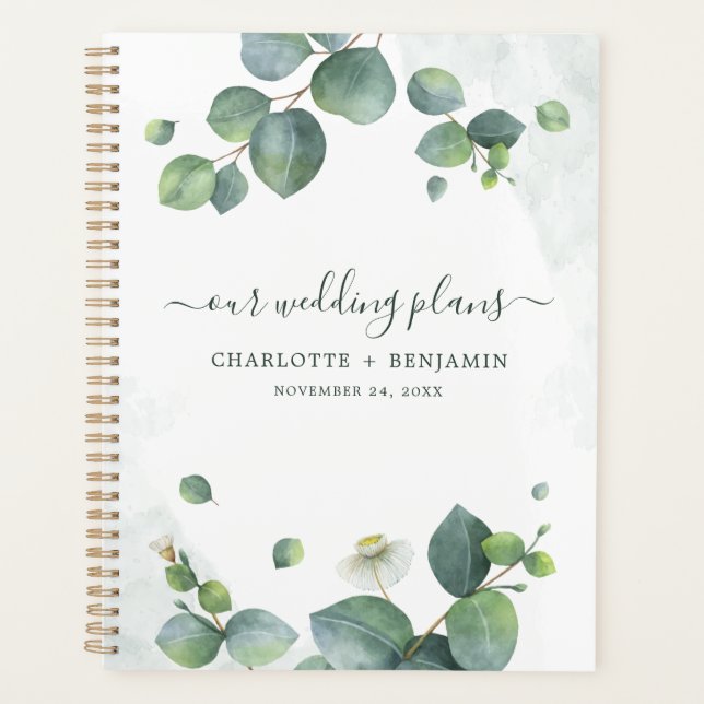 Agenda Casamento de Estampagem Eucalyptus Greenery (Frente)