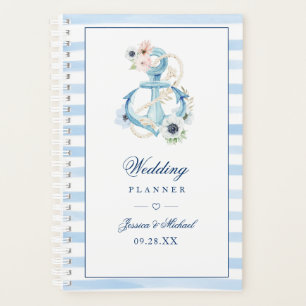 Agenda Casamento de faixas azuis de Âncora Floral de Aqu