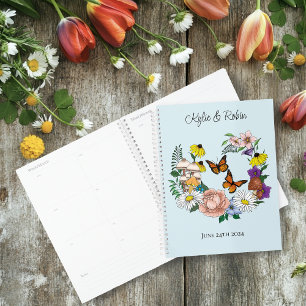 Agenda Casamento de Flores Florais Azuis Cogumelos