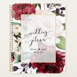 Agenda Casamento de Folha de Ouro de Pêssego Floral