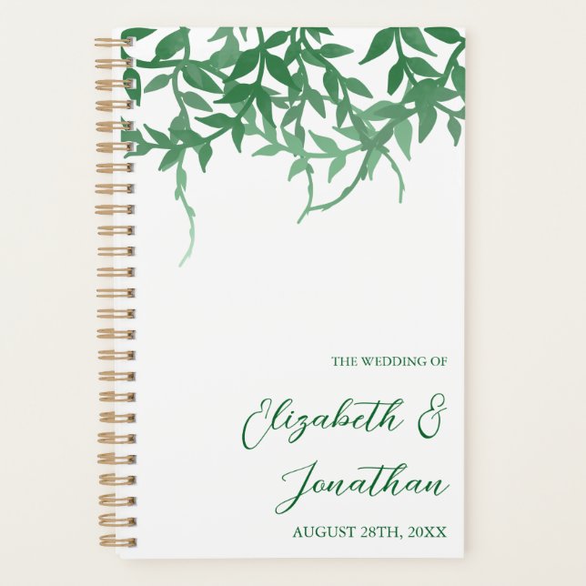 Agenda Casamento de Folhas Botânicas Rusticas (Frente)