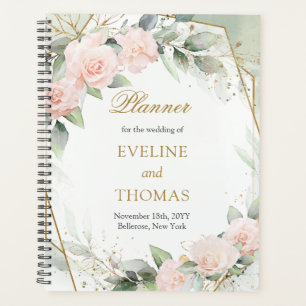 Agenda Casamento de forro de ouro floral do Modern Boho