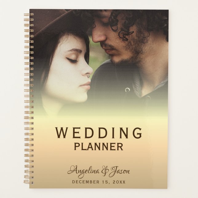 Agenda Casamento de Fotografias Dourado Simples (Frente)