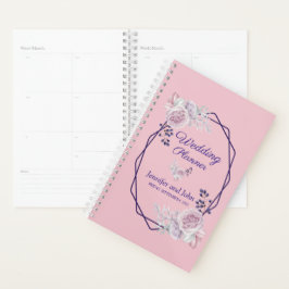 Agenda Casamento de Frames Geométricos Roxos Pink Peonies