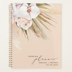 Agenda Casamento de Grama e Caligrafia Pampas de Aquarela