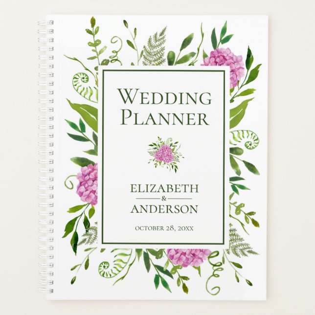 Agenda Casamento de Hydrangeas Floral Floral (Frente)