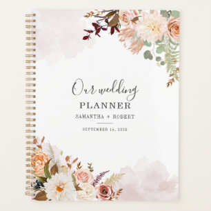Agenda Casamento de Letra Floral Pastel Aquarela em Flor
